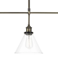 Ray 3 Light Bar Pendant Antique Brass Clear