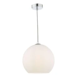 Ryce Pendant Polished Chrome Opal Glass