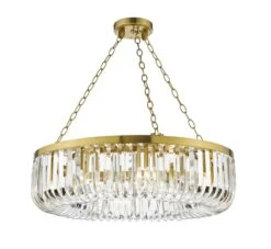 Sigourney 8 Light Pendant Satin Gold And Crystal
