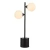 Spiral 2 Light Table Lamp Matt Black Opal Glass
