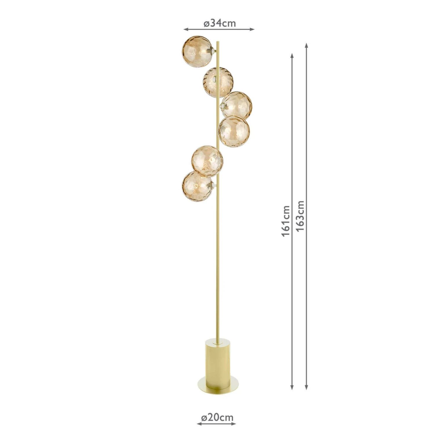 Spiral 6 Light Floor Lamp Matt Gold & Champagne Dimpled Glass - Image 3