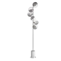 Spiral 6 Light Floor Lamp Polished Chrome & Smoked/Clear Ribbed Glass