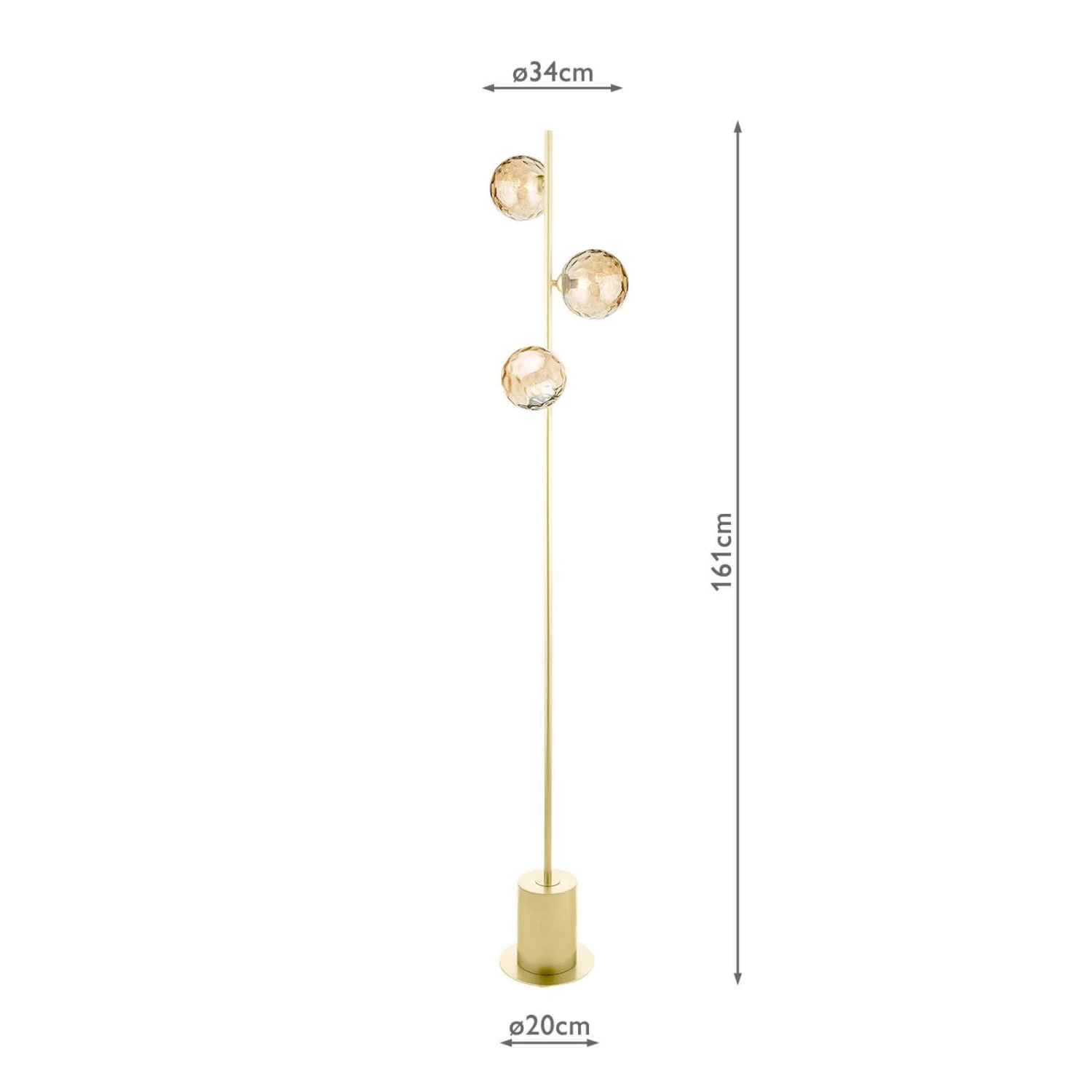 Spiral 3 Light Floor Lamp Matt Gold & Champagne Dimpled Glass - Image 3