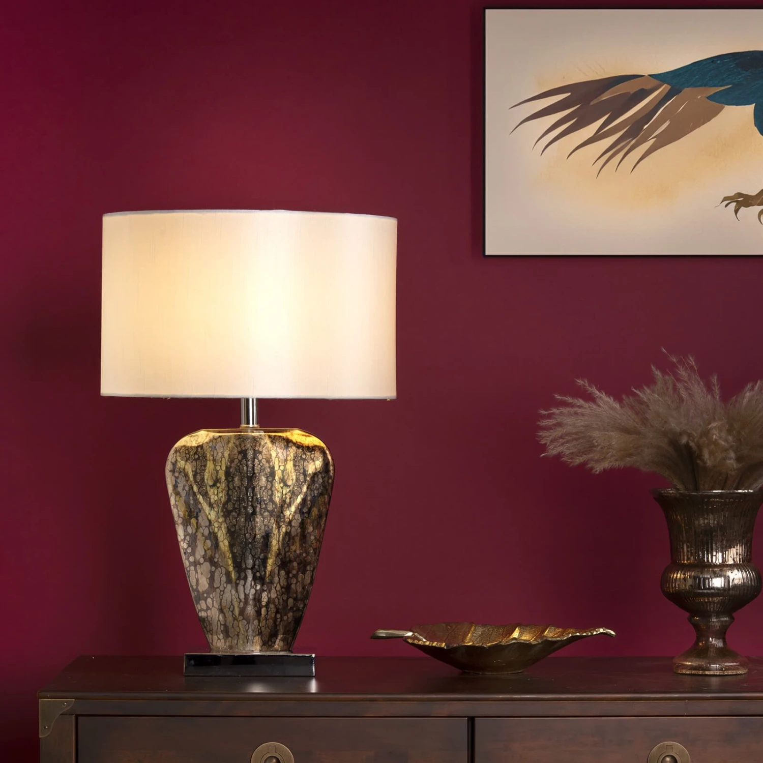 Syracuse Table Lamp Mercury Glass With Shade - Image 5