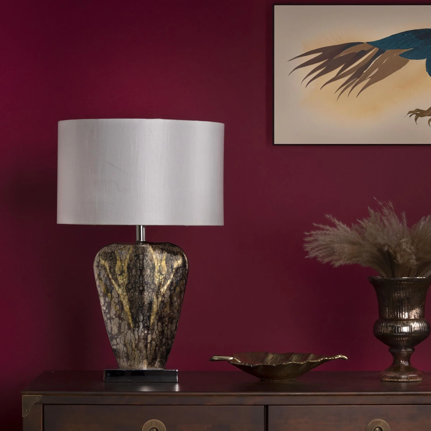 Syracuse Table Lamp Mercury Glass With Shade - Image 6