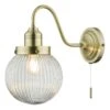 Tamara Wall Light Antique Brass Ribbed Glass