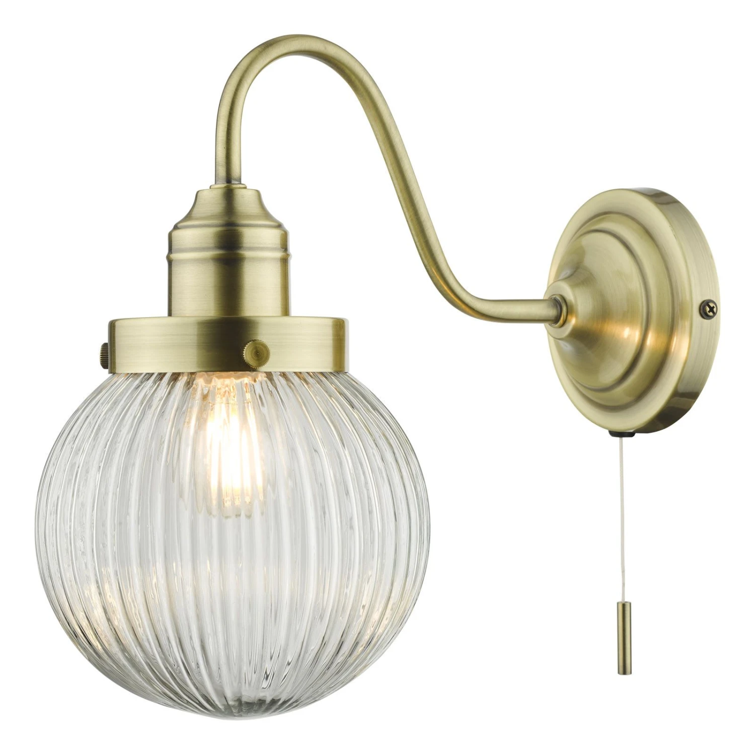 Tamara Wall Light Antique Brass Ribbed Glass