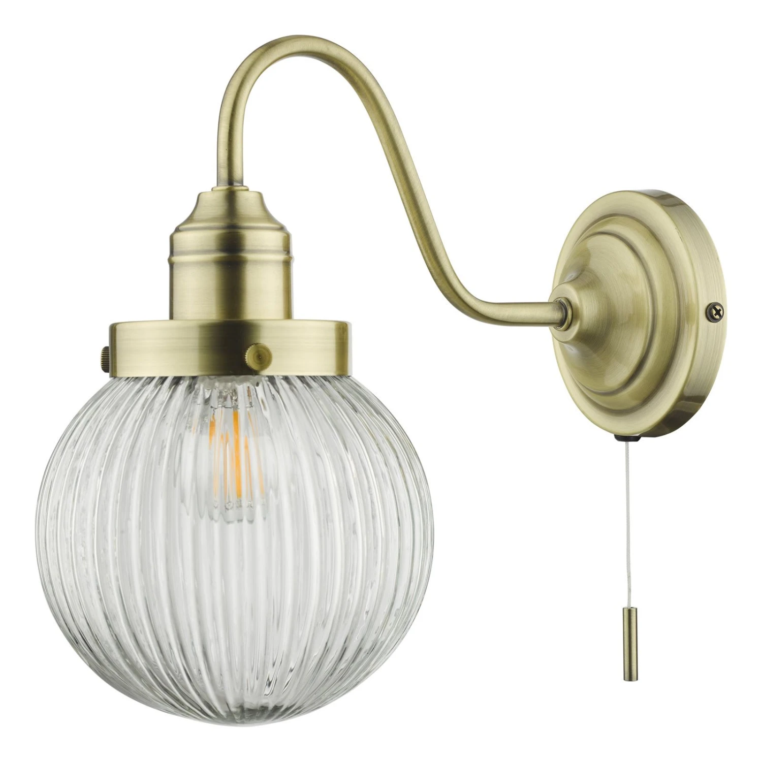 Tamara Wall Light Antique Brass Ribbed Glass - Image 2