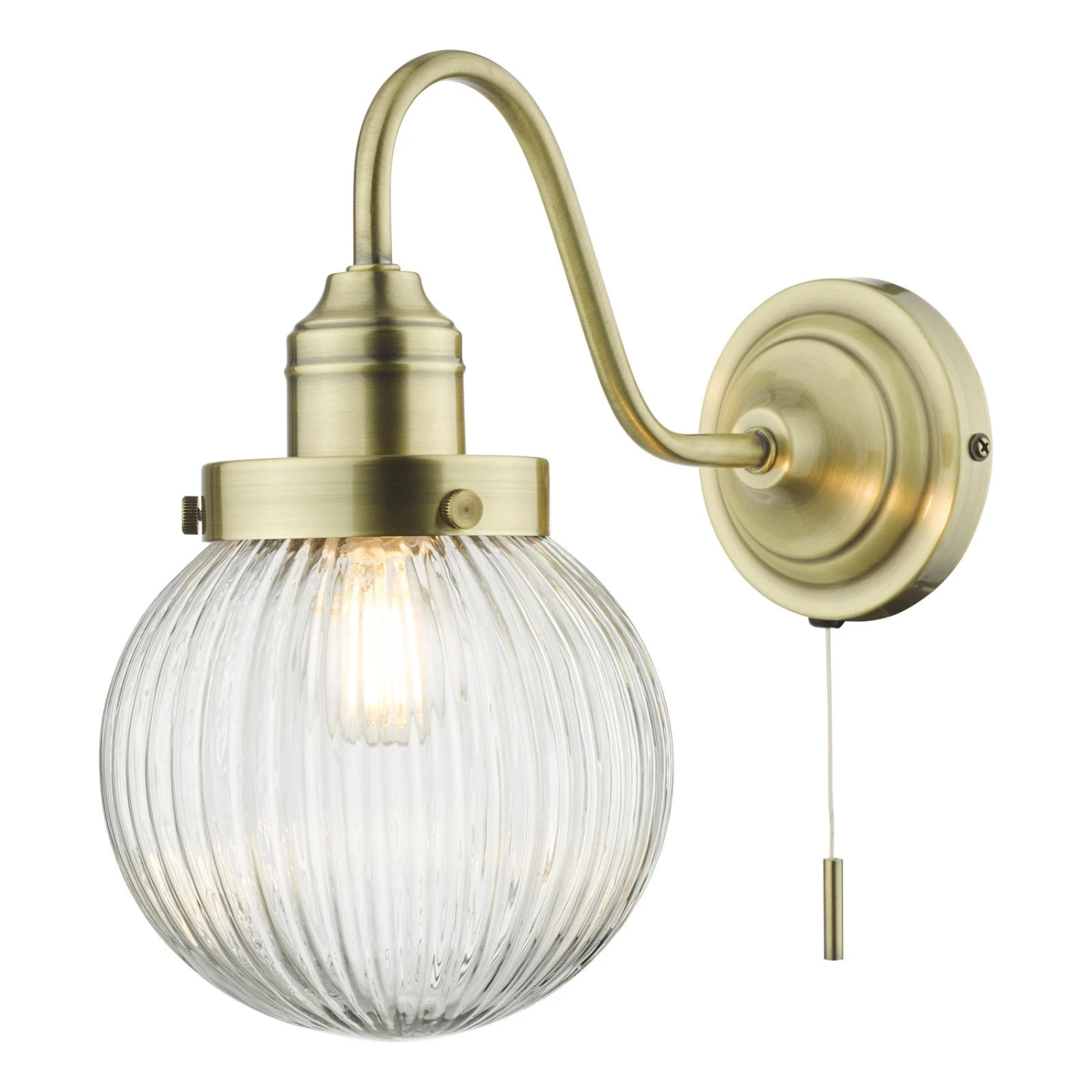 Tamara Wall Light Antique Brass Ribbed Glass - Image 5