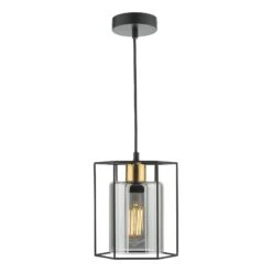 Tatum Pendant Matt Black And Smoked Glass