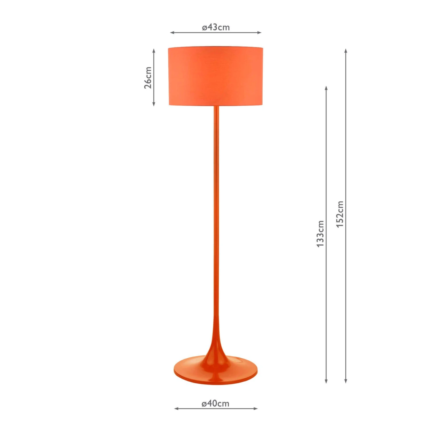 Toledo Floor Lamp Satin Orange With Shade - Image 12