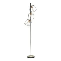 Tower 3 Light Floor Lamp Matt Black Copper