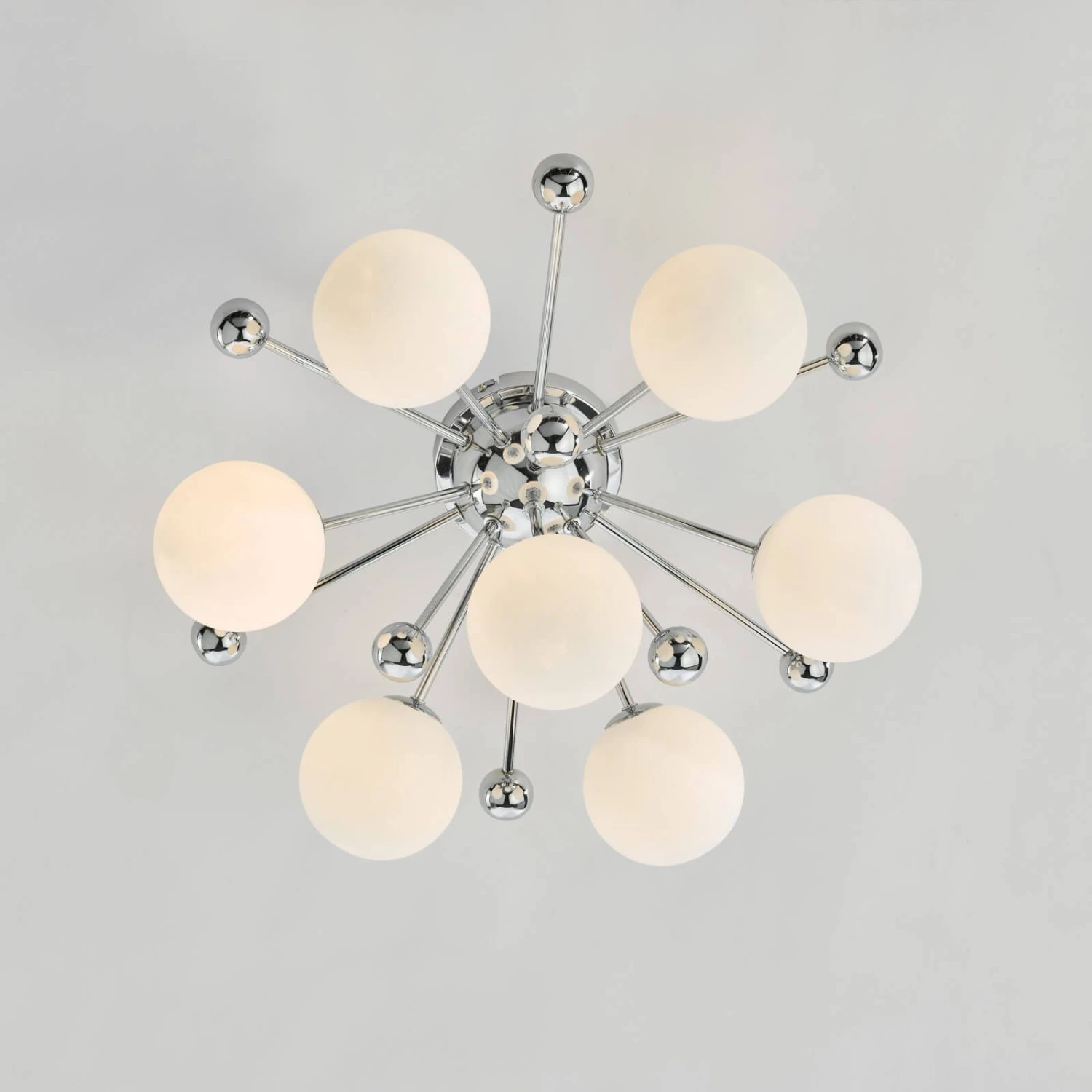 Ursa 7 Light Flush Polished Chrome And Opal Glass - Image 5
