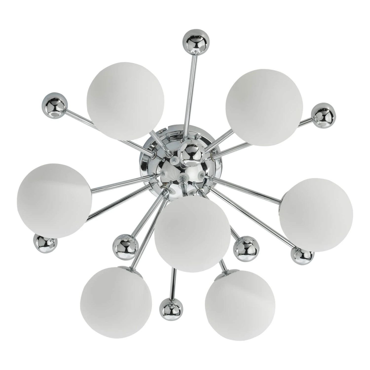 Ursa 7 Light Flush Polished Chrome And Opal Glass - Image 6