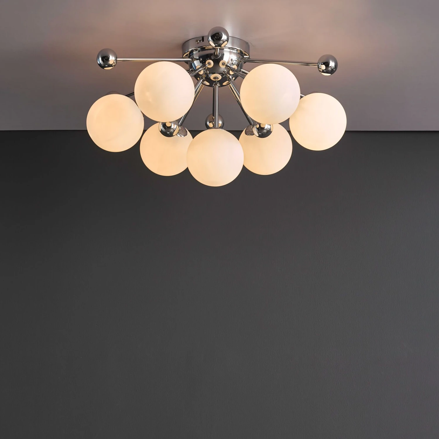 Ursa 7 Light Flush Polished Chrome And Opal Glass - Image 7