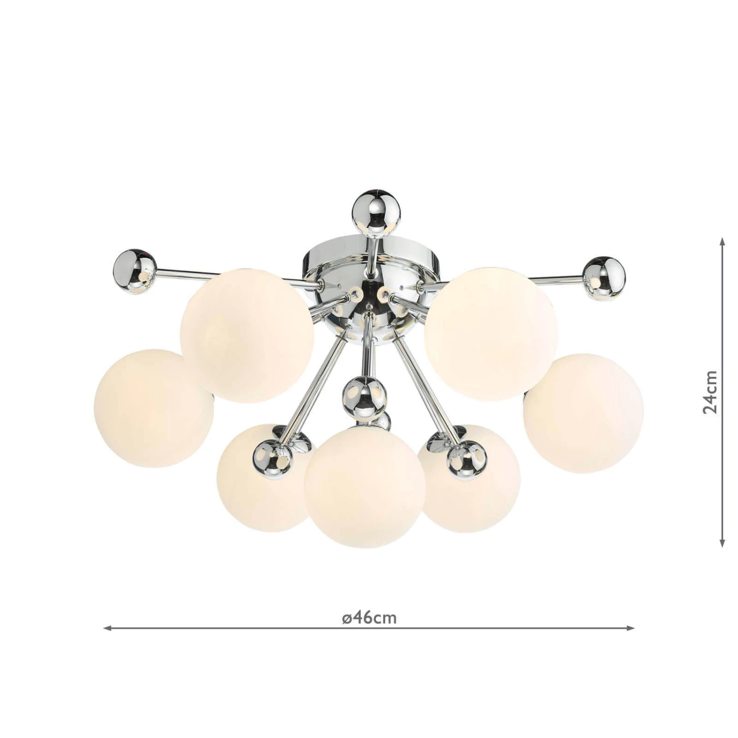 Ursa 7 Light Flush Polished Chrome And Opal Glass - Image 9