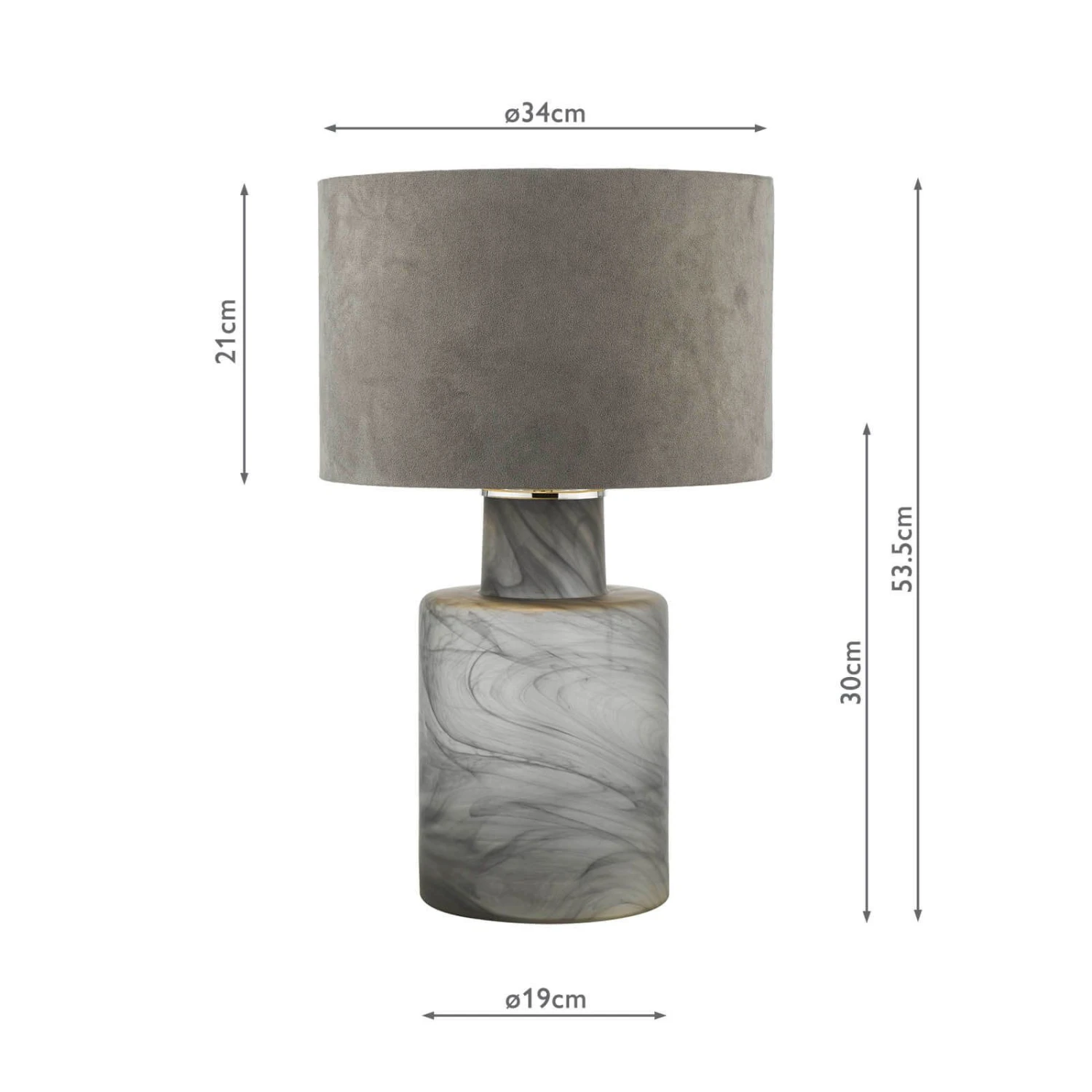 Wanda Table Lamp Smoked Glass With Shade - Image 8
