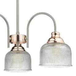 Wharfdale 3 Light Pendant Satin Chrome & Copper Textured Glass