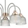 Wharfdale 5lt Pendant Satin Chrome Copper Detail Glass Shades