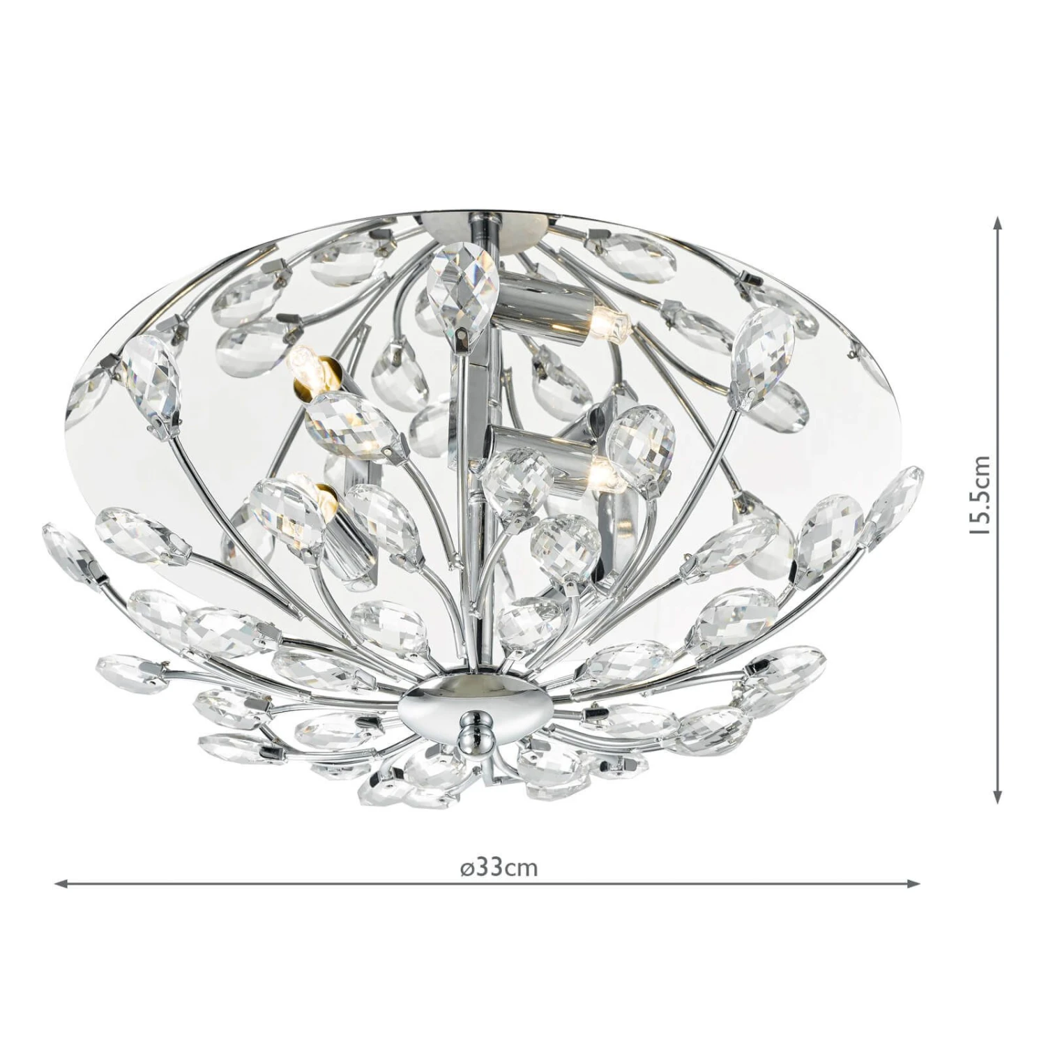 Zafir 3 Light Flush Polished Chrome Crystal - Image 5