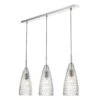 Zuka 3 Light Bar Pendant Polished Chrome & Textured Glass