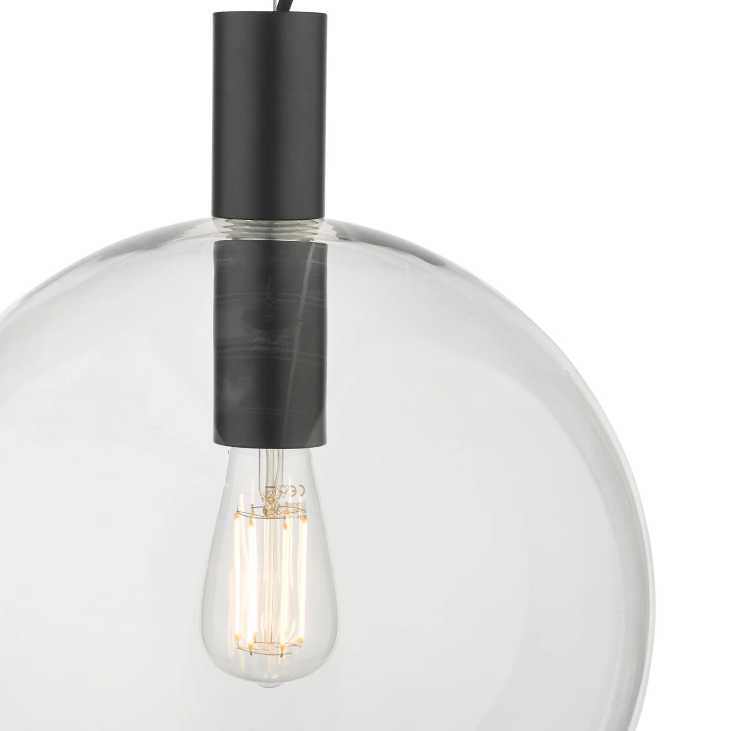 Zula 1 Light Single Pendant Black Clear Glass - Image 5