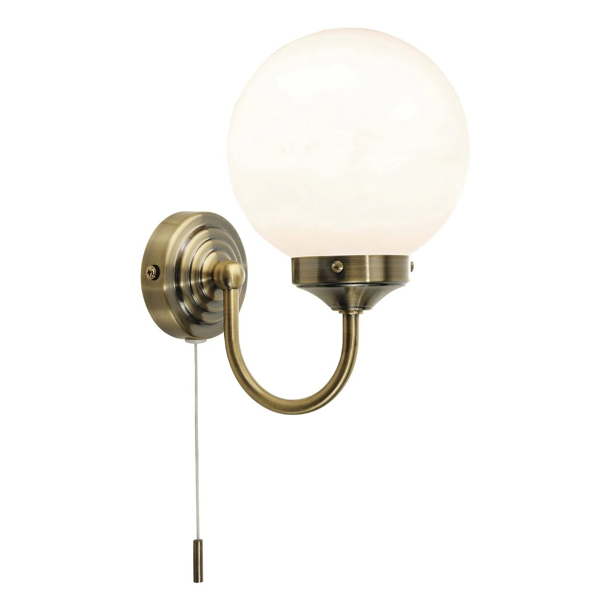 Barclay Bathroom Wall Light Antique Brass Opal Glass IP44 - Image 2