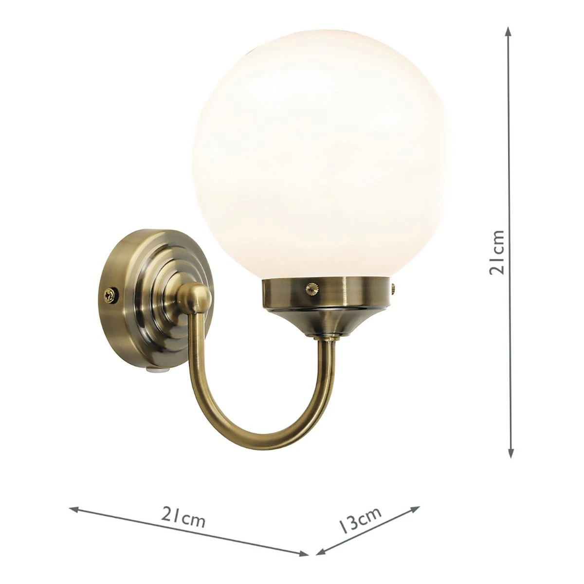 Barclay Bathroom Wall Light Antique Brass Opal Glass IP44 - Image 6