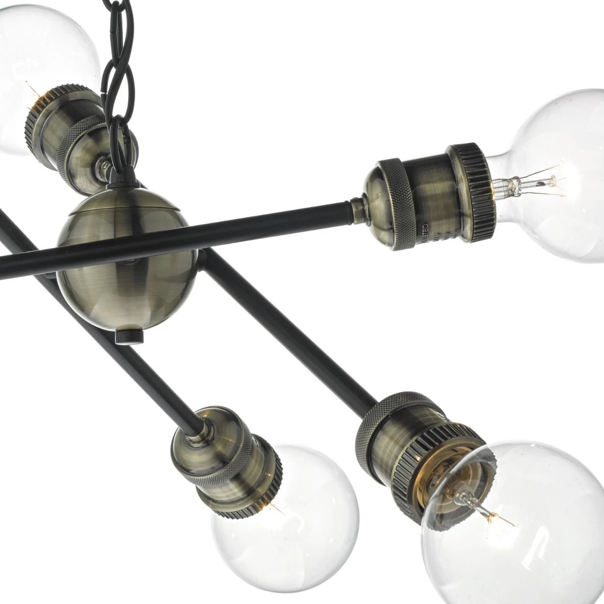 Brigade 6 Light Pendant Black & Antique Brass - Image 2