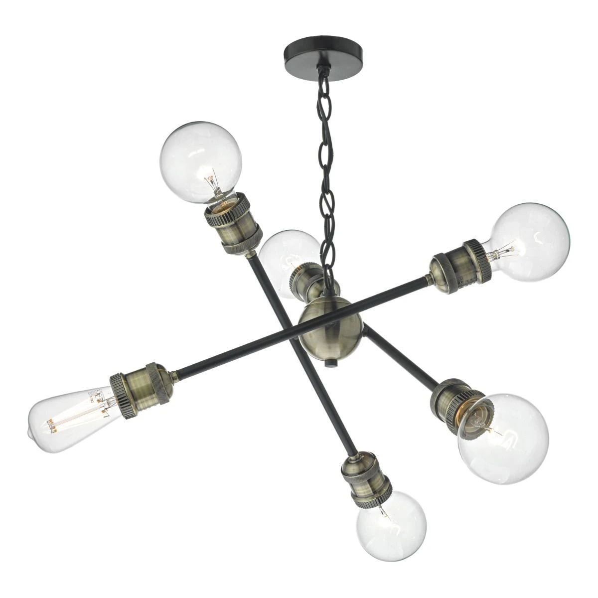 Brigade 6 Light Pendant Black & Antique Brass - Image 3