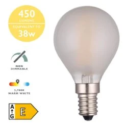 (Pack Of 5) LED Golf Ball Light Bulb (Lamp) SES/E14 4W 450LM