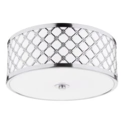 Civic Small 2 Light Flush Polished Chrome Frosted Glass