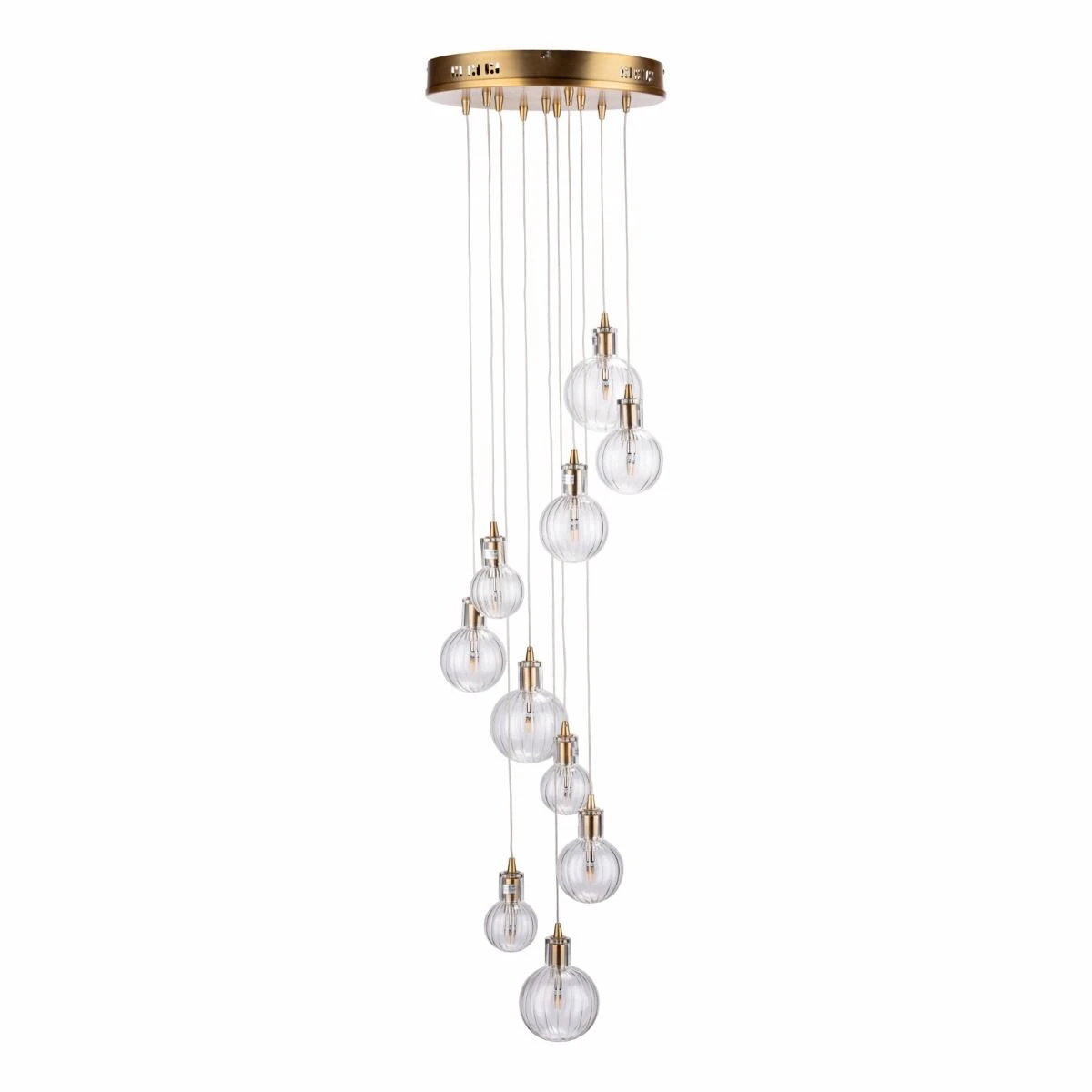 Dita 10 Light Cluster Pendant Brass & Glass - Image 2