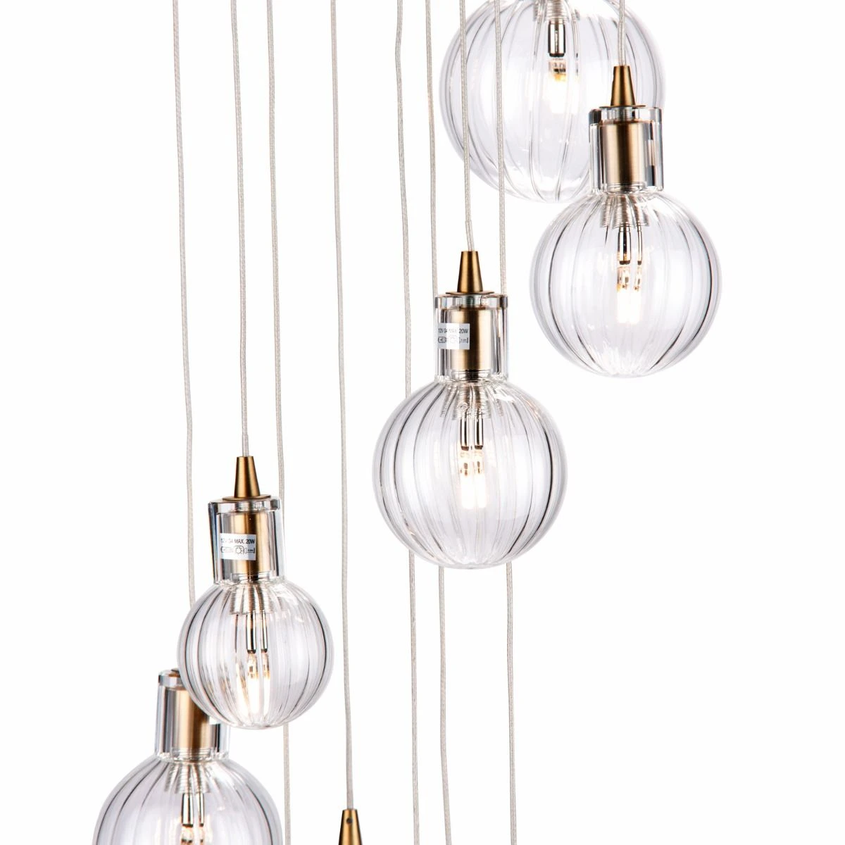 Dita 10 Light Cluster Pendant Brass & Glass - Image 3
