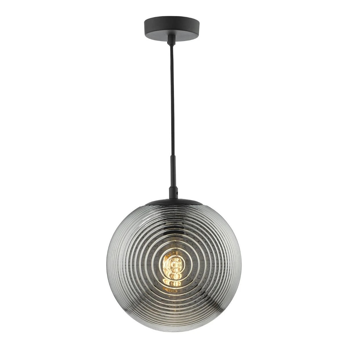 Evander Single Pendant Matt Black And Smoked Glass - Image 9