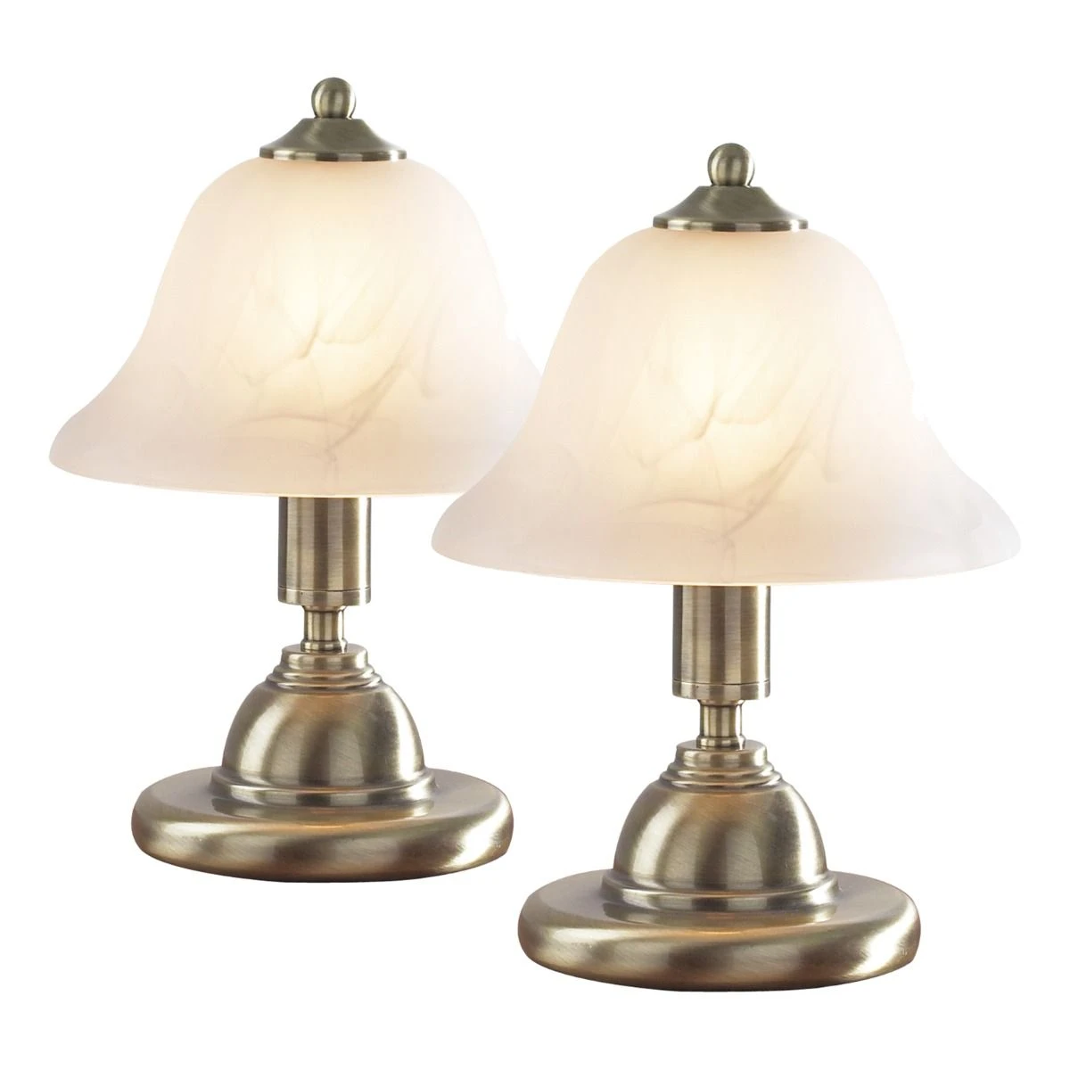 Gloucester Touch Table Lamp Antique Brass & Glass Shade - Twin Pack - Image 4