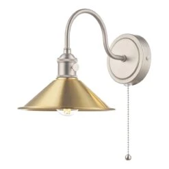 Hadano Wall Light Antique Chrome With Aged Brass Shade