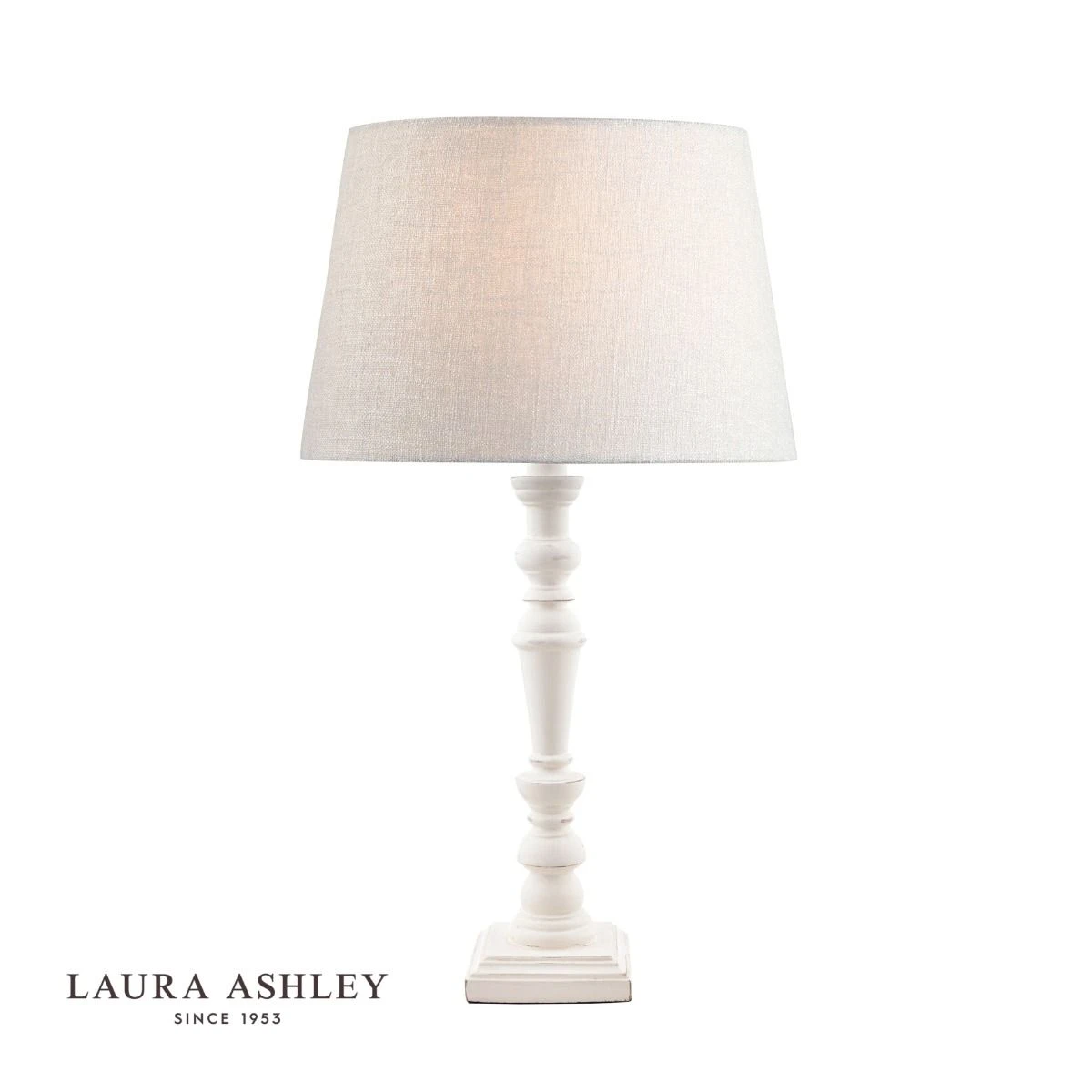 Laura Ashley Tate Wooden Table Lamp Distressed Off White Base Only