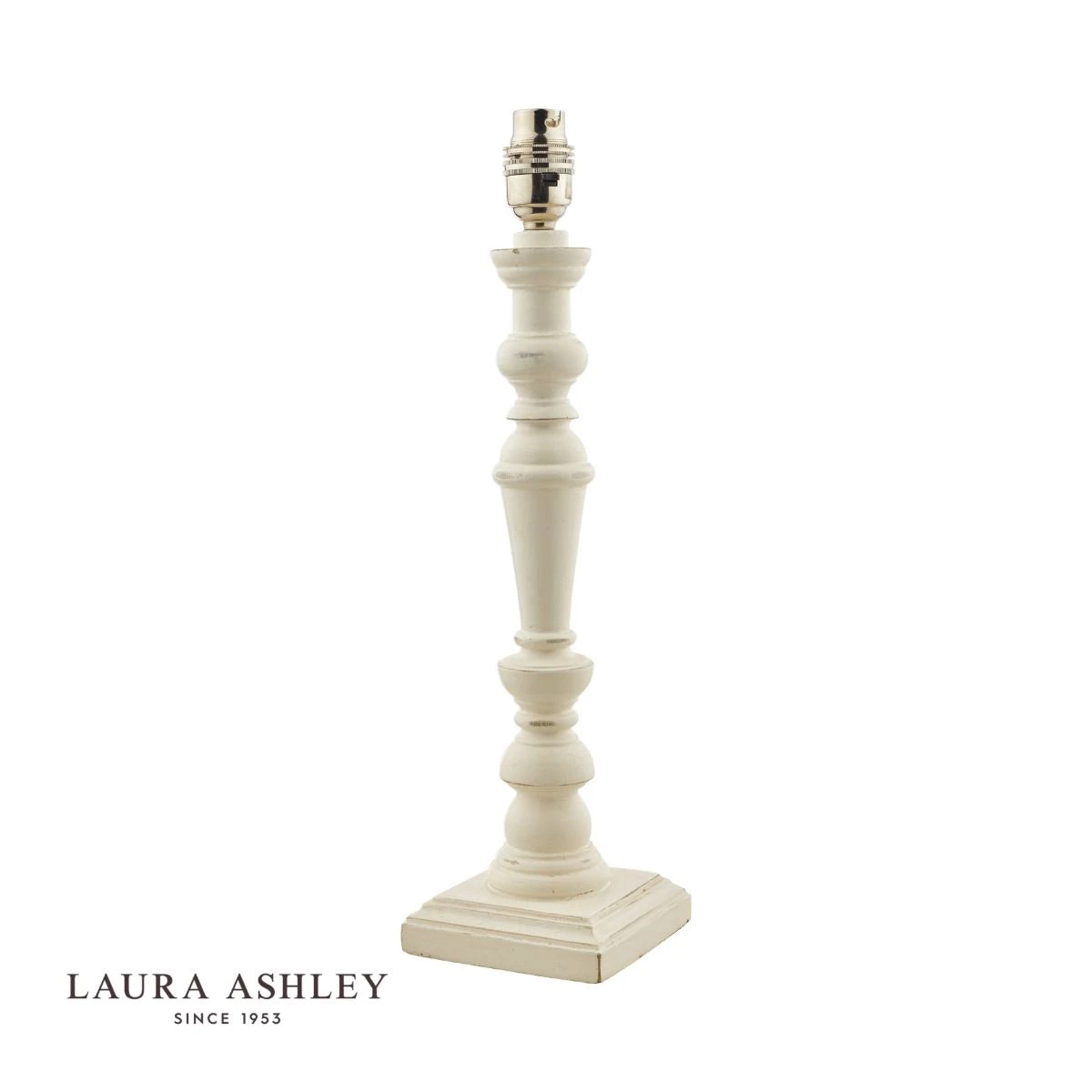 Laura Ashley Tate Wooden Table Lamp Distressed Off White Base Only - Image 5