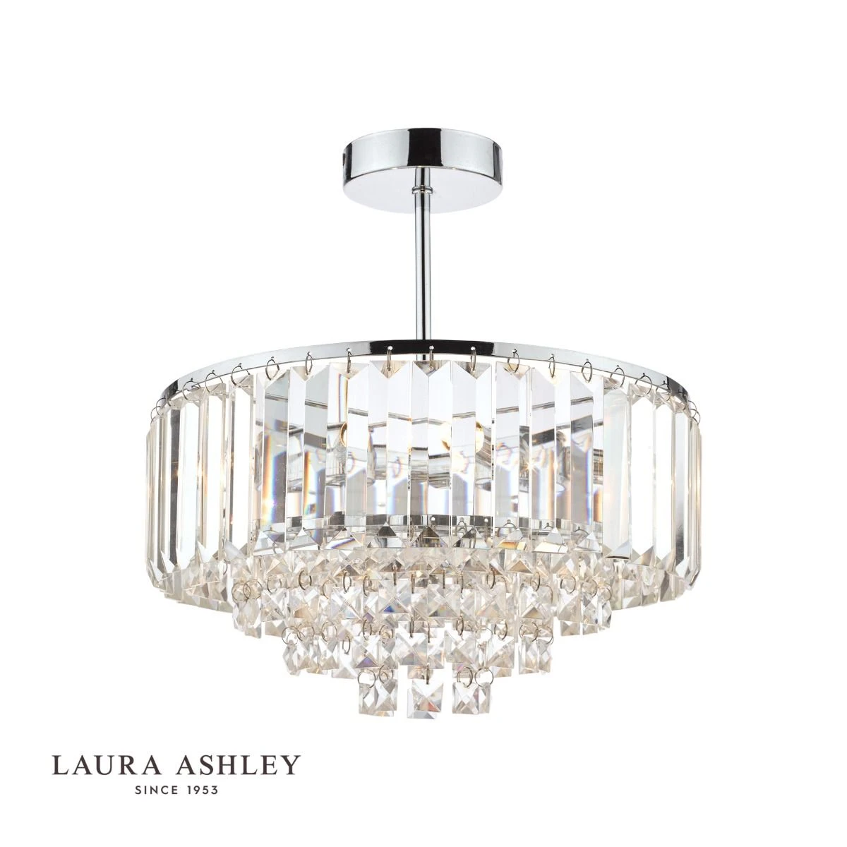 Laura Ashley Vienna 3lt Semi Flush Crystal & Polished Chrome