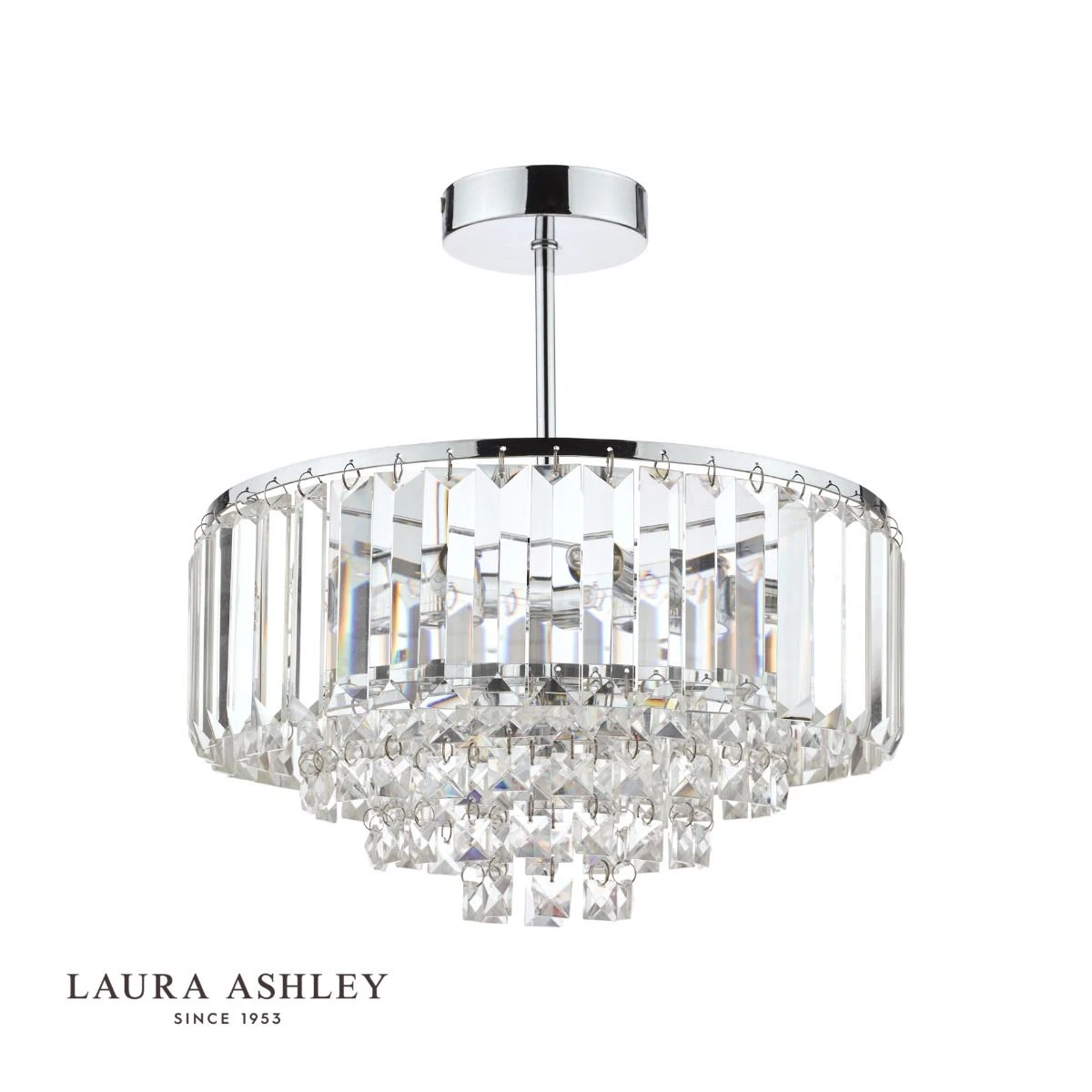 Laura Ashley Vienna 3lt Semi Flush Crystal & Polished Chrome - Image 2