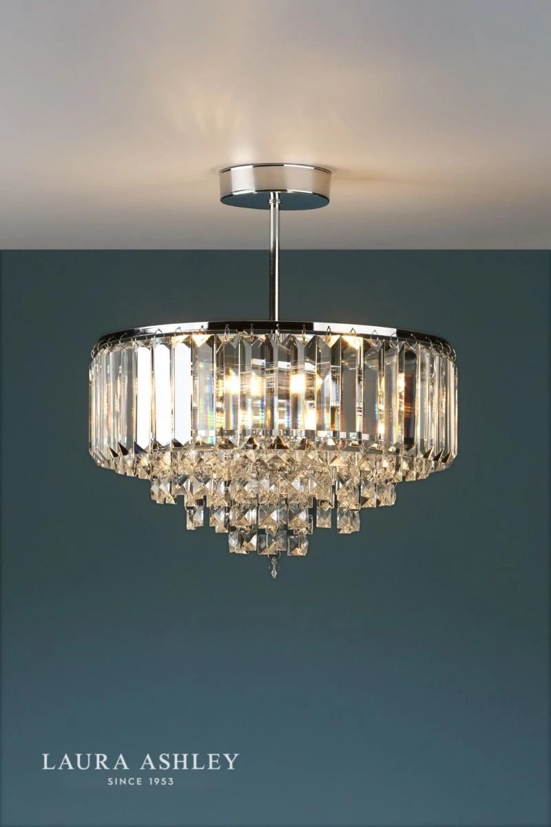 Laura Ashley Vienna 3lt Semi Flush Crystal & Polished Chrome - Image 3