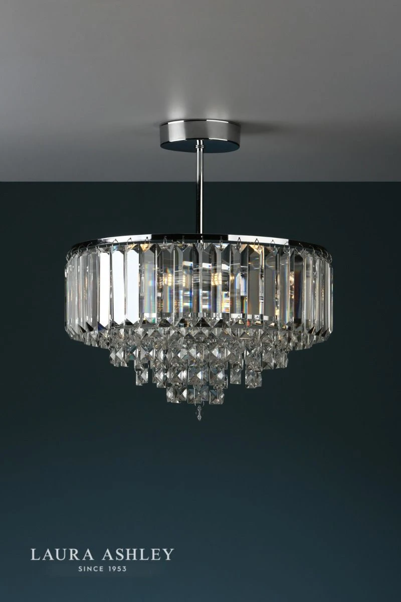Laura Ashley Vienna 3lt Semi Flush Crystal & Polished Chrome - Image 4