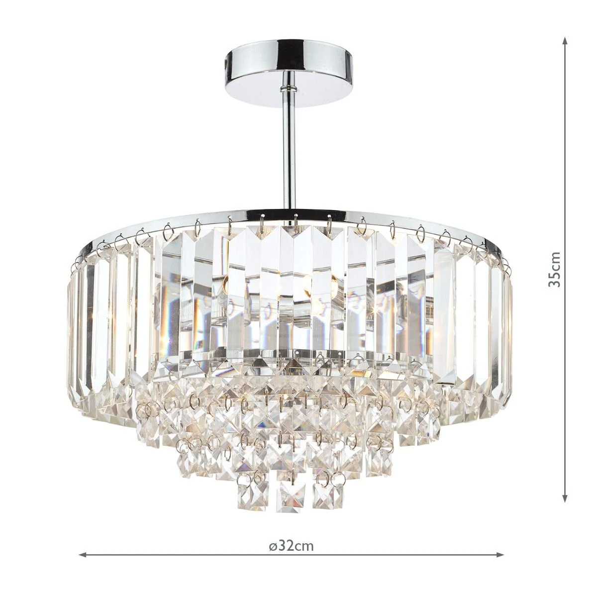 Laura Ashley Vienna 3lt Semi Flush Crystal & Polished Chrome - Image 6