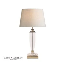 Laura Ashley Carson Medium Table Lamp Polished Nickel & Crystal Base Only