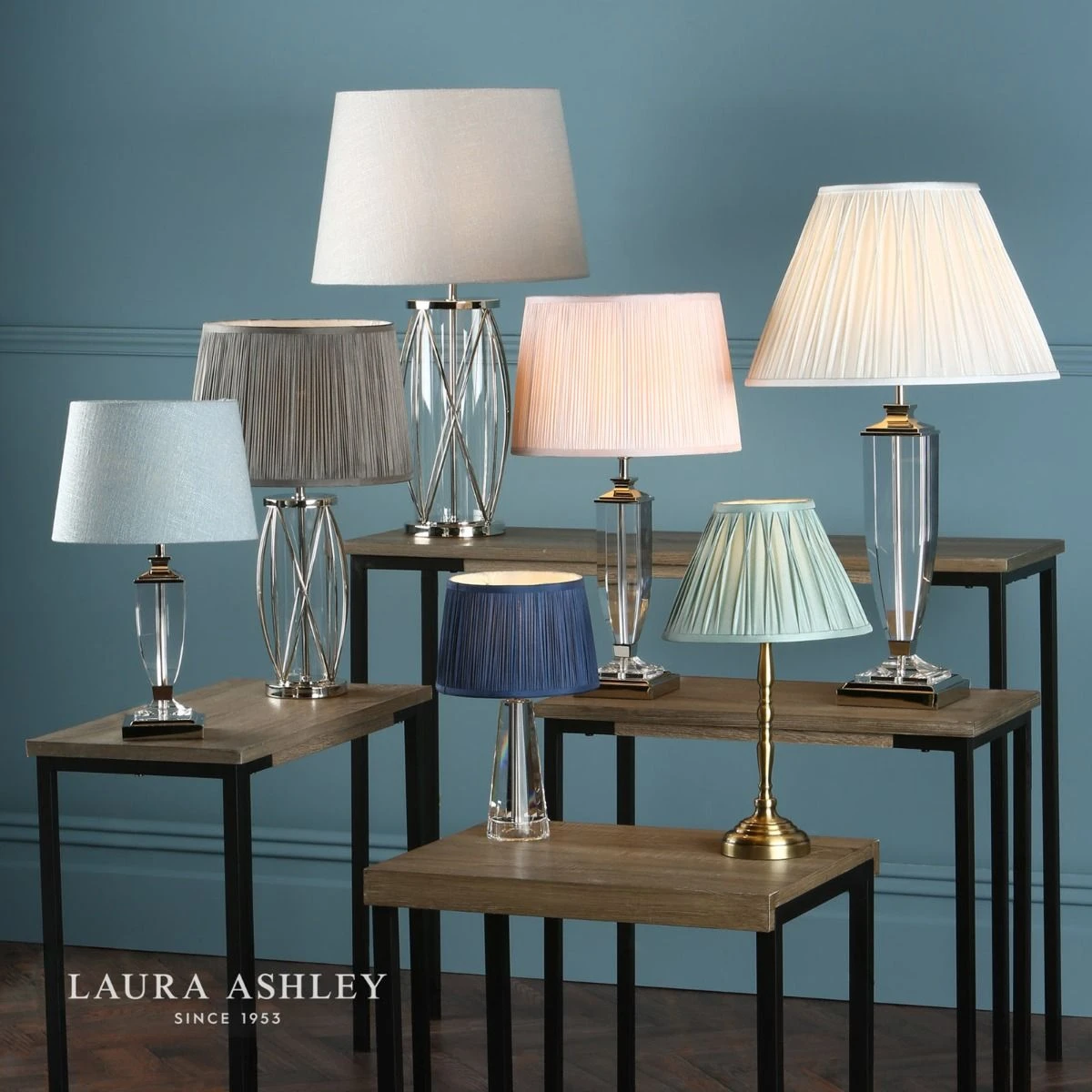 Laura Ashley Carson Medium Table Lamp Polished Nickel & Crystal Base Only - Image 8