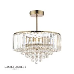 Laura Ashley Vienna 3lt Semi Flush Crystal & Antique Brass