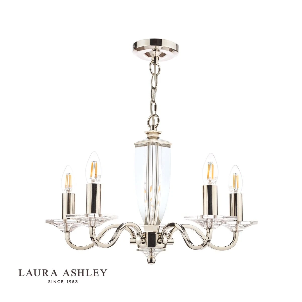 Laura Ashley Carson 5lt Chandelier Cut Glass & Polished Nickel - Image 2