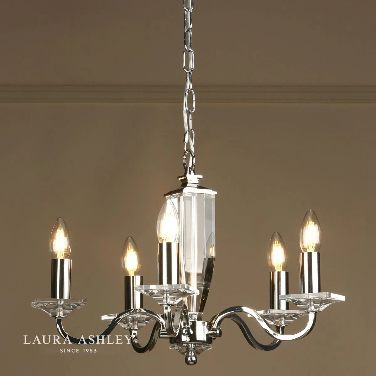 Laura Ashley Carson 5lt Chandelier Cut Glass & Polished Nickel - Image 4