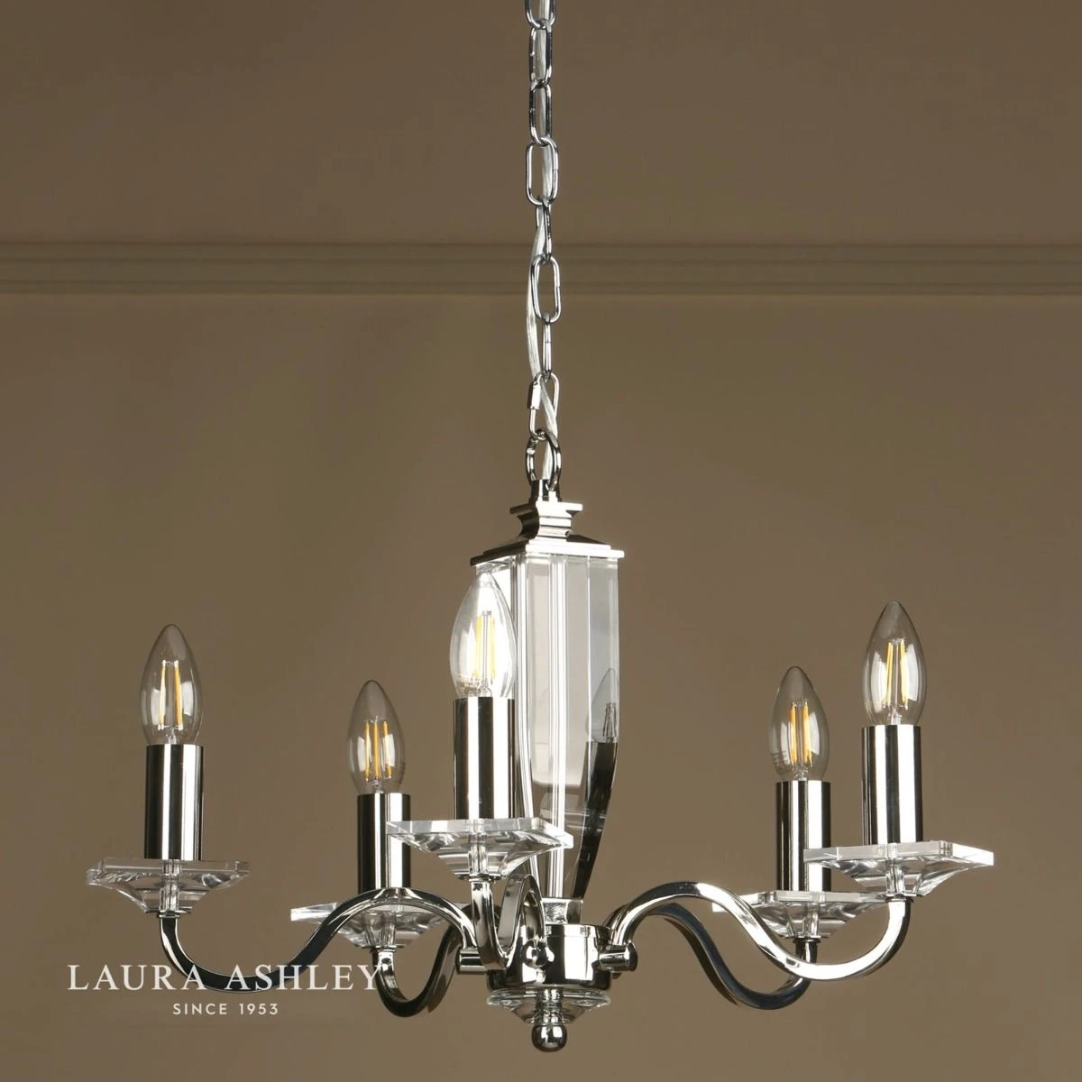 Laura Ashley Carson 5lt Chandelier Cut Glass & Polished Nickel - Image 5